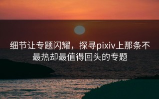 细节让专题闪耀，探寻pixiv上那条不最热却最值得回头的专题