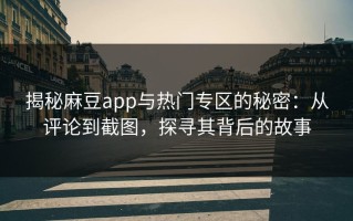 揭秘麻豆app与热门专区的秘密：从评论到截图，探寻其背后的故事