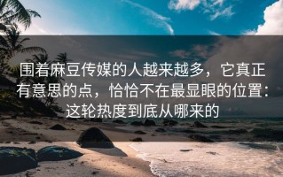 围着麻豆传媒的人越来越多，它真正有意思的点，恰恰不在最显眼的位置：这轮热度到底从哪来的