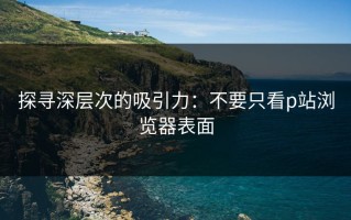 探寻深层次的吸引力：不要只看p站浏览器表面