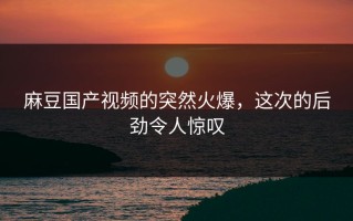 麻豆国产视频的突然火爆，这次的后劲令人惊叹