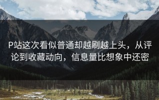 P站这次看似普通却越刷越上头，从评论到收藏动向，信息量比想象中还密