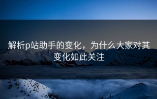 解析p站助手的变化，为什么大家对其变化如此关注