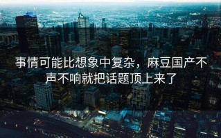 事情可能比想象中复杂，麻豆国产不声不响就把话题顶上来了