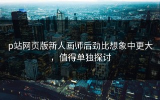 p站网页版新人画师后劲比想象中更大，值得单独探讨