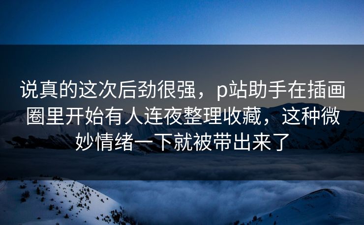 说真的这次后劲很强，p站助手在插画圈里开始有人连夜整理收藏，这种微妙情绪一下就被带出来了-第1张图片-p站助手导航站 | p站搬运工视频库