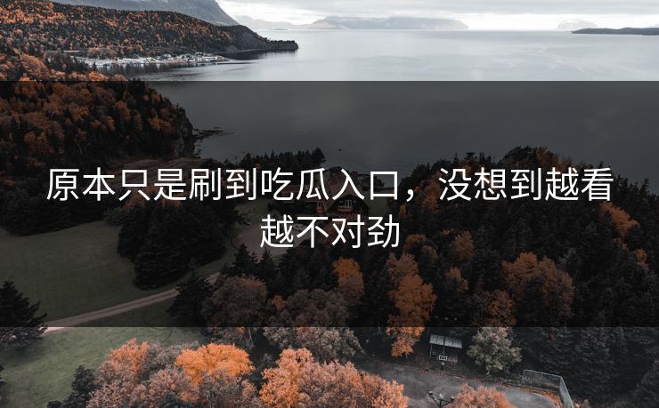 原本只是刷到吃瓜入口，没想到越看越不对劲-第1张图片-p站助手导航站 | p站搬运工视频库