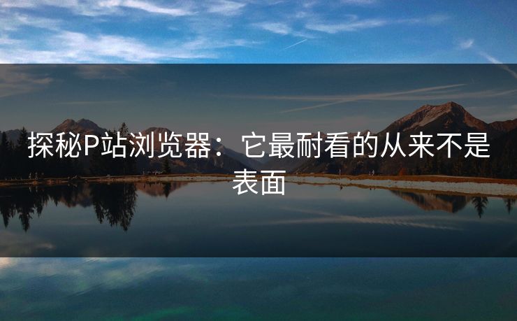 探秘P站浏览器：它最耐看的从来不是表面-第1张图片-p站助手导航站 | p站搬运工视频库