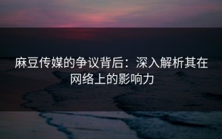 麻豆传媒的争议背后：深入解析其在网络上的影响力